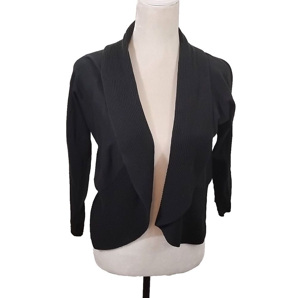 Lauren Ralph Lauren Womens Black Open Front Cardigan 100% Cotton